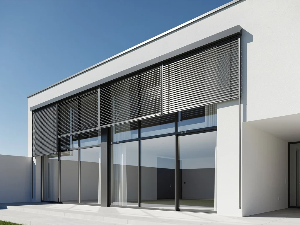 Volets roulants motorisés installés sur une façade contemporaine